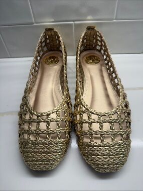 Women’s Gold Woven Ballet Flats